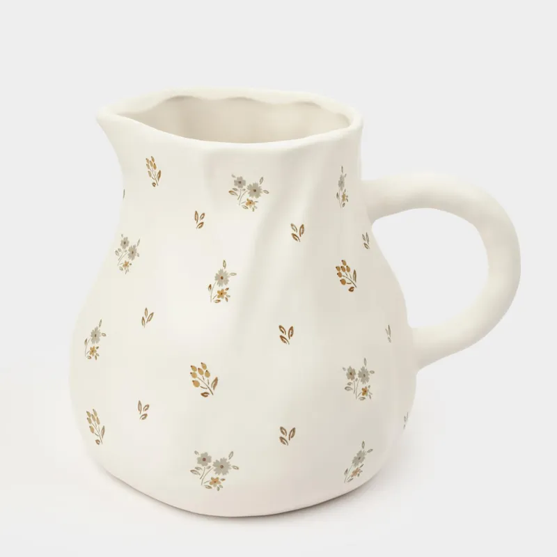 Құмыра, 1,6 л, керамика, сүт түстес, ескірген гүлдер, La flore