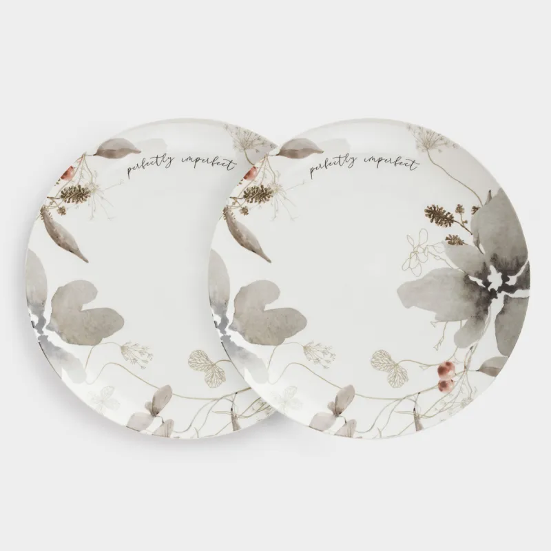 Тарелка обеденная, 27 см, фарфор N, Серые цветы, Watercolor