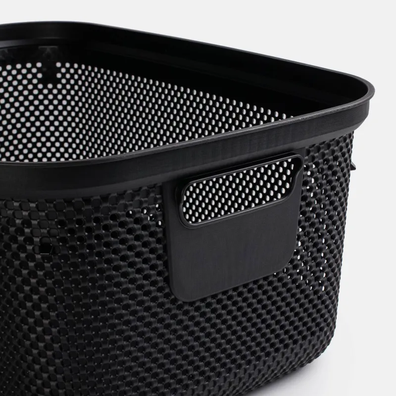 Корзина для белья, 52х35х22 см, с ручками, пластик, прямоугольная, черная, Nickel, image-4