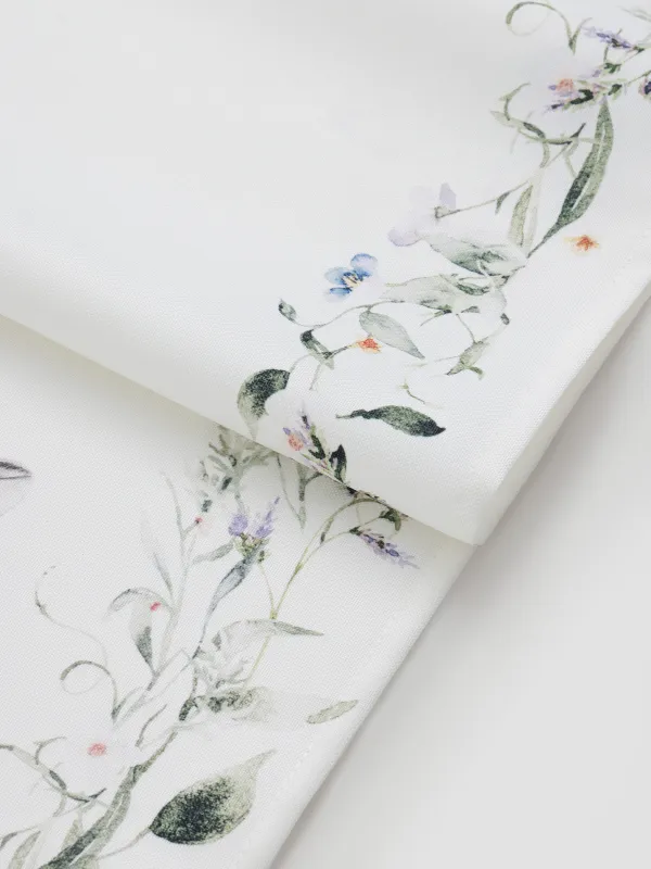 Үстел төсеніші, 40х160 см, полиэстер, ақ, Қояндар мен гүлдер, Rabbits in flower, image-1