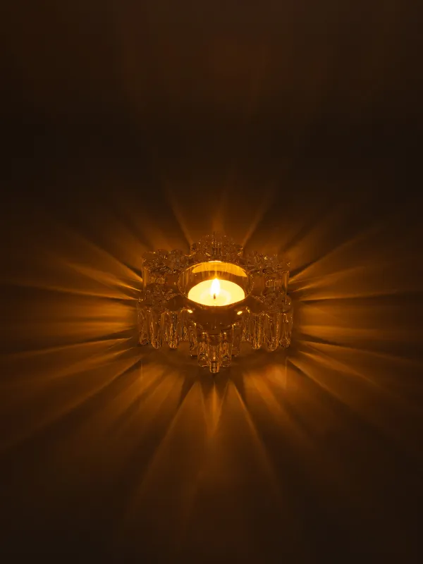 Подсвечник, 11 см, для чайной свечи, стекло, Снежинка, Snowfall, image-5