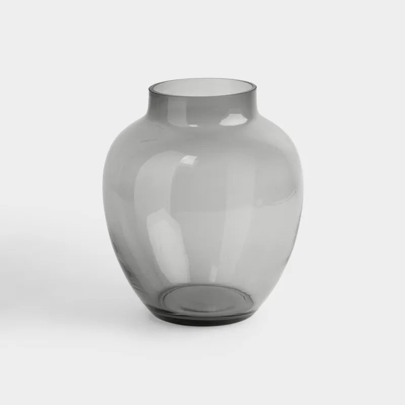 Ваза для цветов, 23 см, стекло, серая, Clear grey