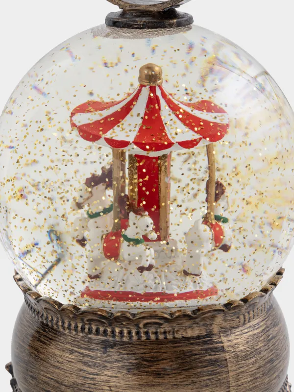 Снежный фонарь, 20 см, с подсветкой, пластик, бронзовый, Карусель, Bronze style, image-1