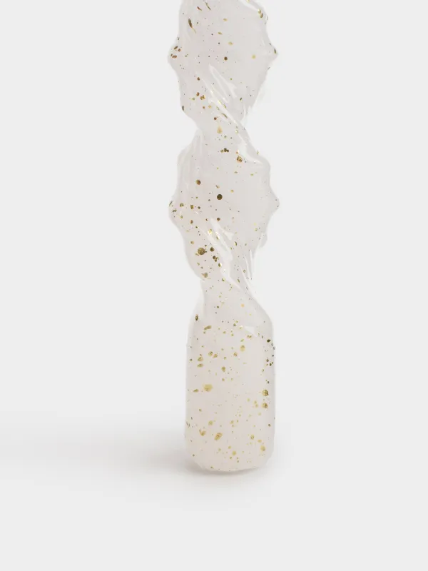 Свеча, 2 шт, 20 см, тонкая, белая, в золотистую крапинку, Спираль, Spiral shape, image-2