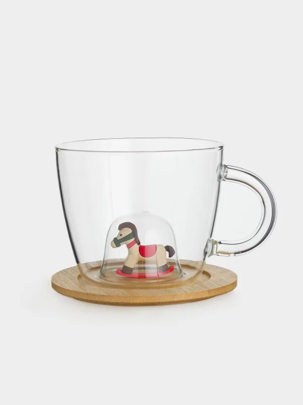 Саптыаяқ, 400 мл, шыны Б/бамбук, тұтқасында кристалдары бар, тұғырда, Ат, Shape, image-0