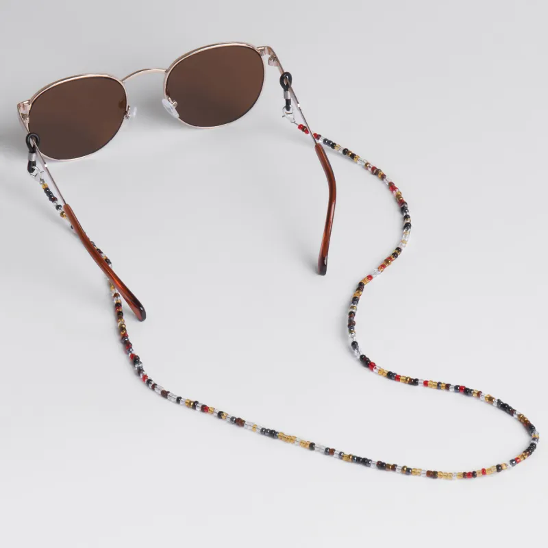 Көзілдірік тізбегі, 71 см, моншақ / металл, түсті, Бохо, Інжу түсі