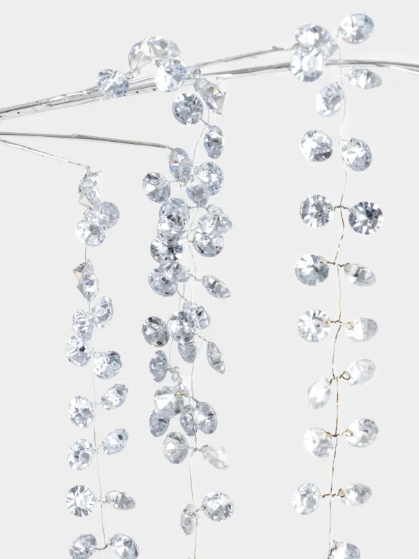 Ветка декоративная, 68 см, Серебристые кристаллы, Crystal decor, image-1