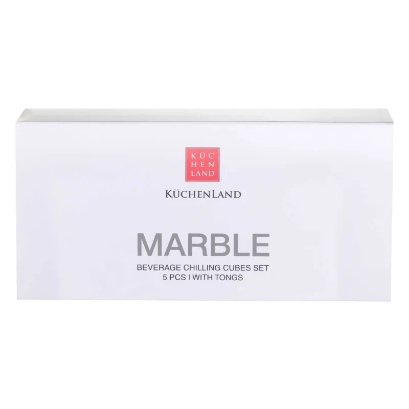 Сусындарды суытуға арналған текшелер жинағы, 5 зат, қысқышы бар, боксқа салынған, мәрмәр/болат, Marble, image-4