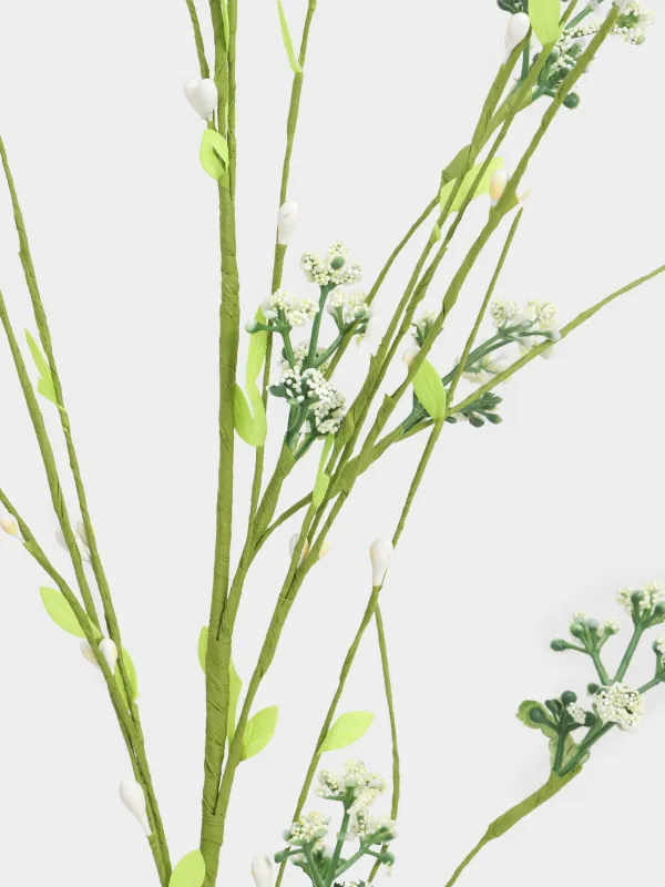 Ветка декоративная, 78 см, пластик/бумага, Белые соцветия, Meadow decor, image-2