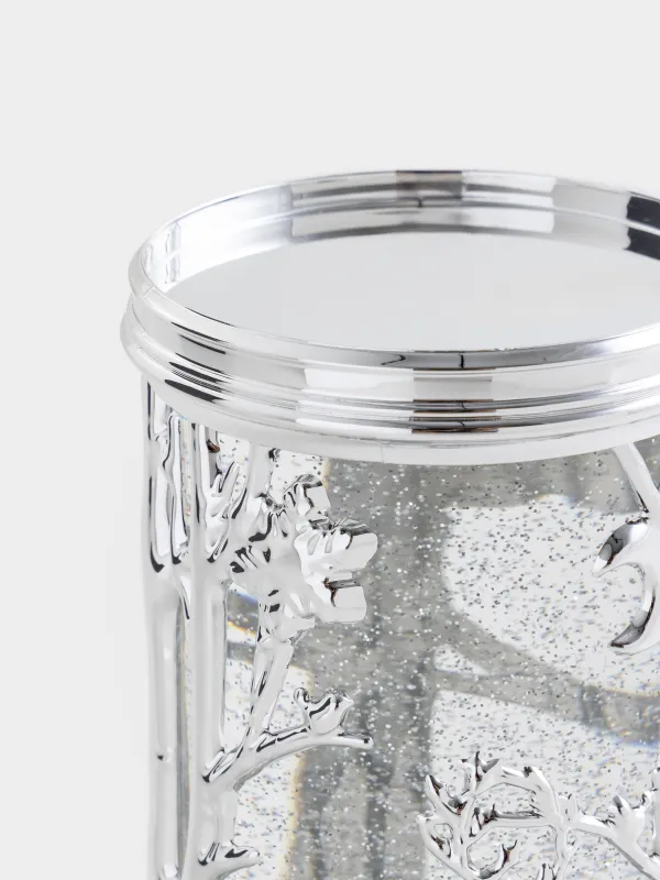 Қар шамы, 19 см, жарықтандырылған, пластик, күміс, Орман, Silver style, image-3