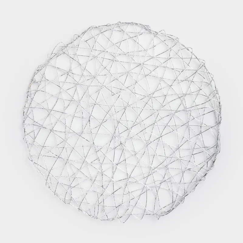 Салфетка под приборы, 38 см, ПЭТ, круглая, серебристая, Паутинка, Azhur Grid
