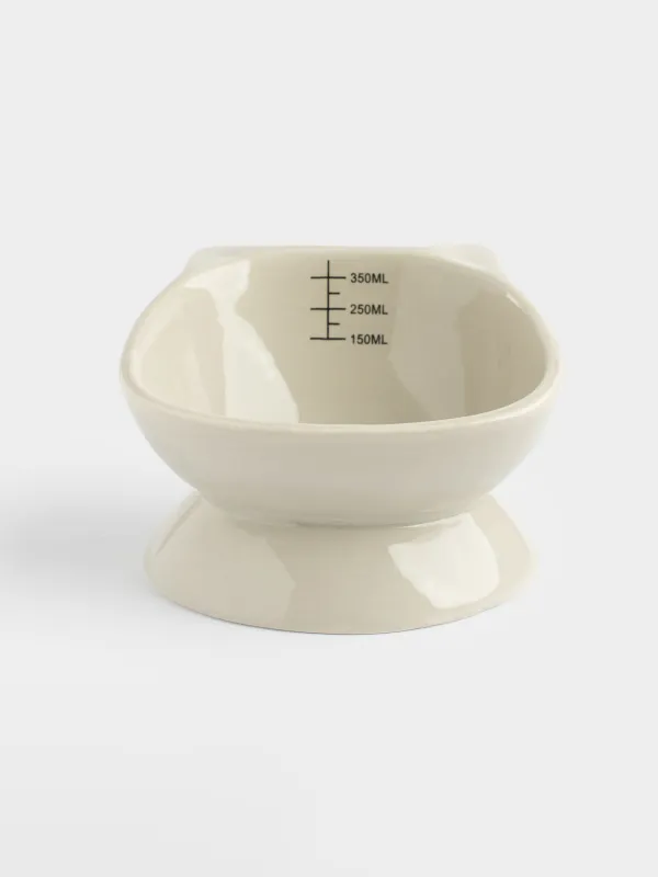 Жануарларға арналған тостаған, 13х9 см, 350 мл, өлшеуіш шкаласы бар, аяқты, керамика, сұр, мысық, Whiskers, image-0