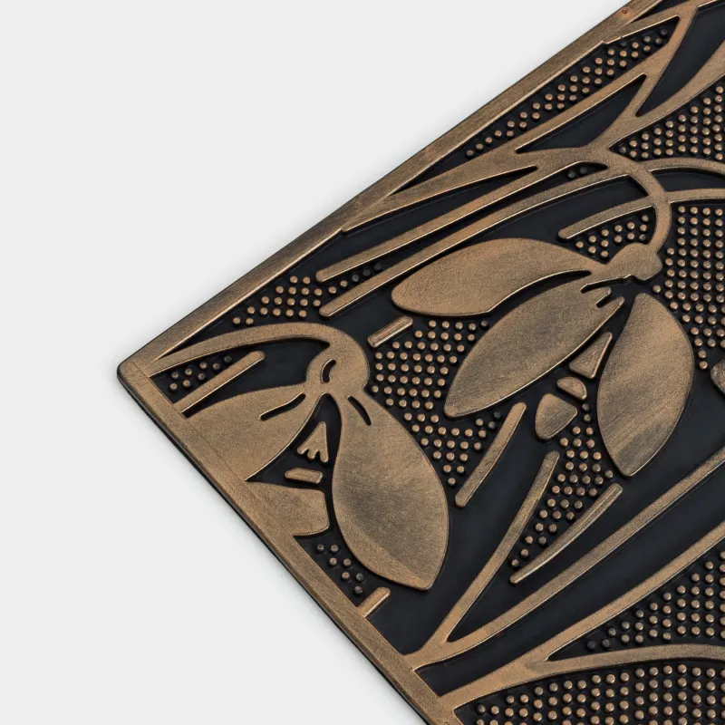 Есік төсеніші, 45х75 см, резеңке, қара және қола, Қар бүршіктері, Home deco, image-1