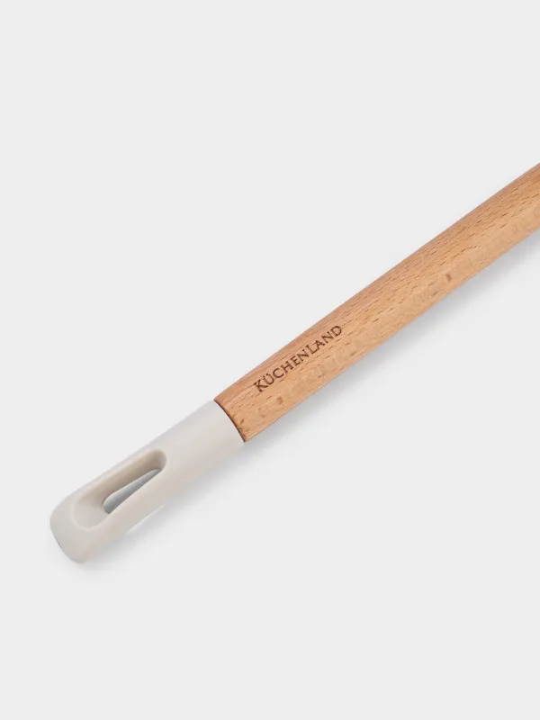 Лопатка, 34 см, с прорезями, силикон/дерево, молочная, Somerset, image-4