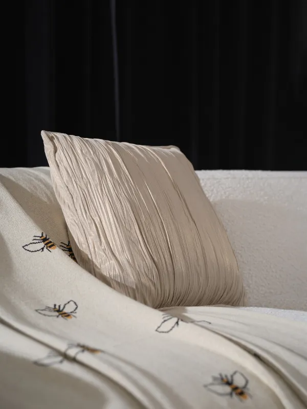 Сәндік жастық, 45х45 см, барқыт, сүтті алтын, Толқындар, Aspect, image-1