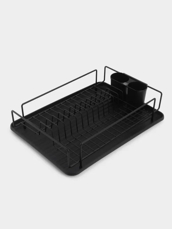 Ыдыс кептіргіш, 42х27 см, паллет, пластик / металл, қара, Black style, image-0