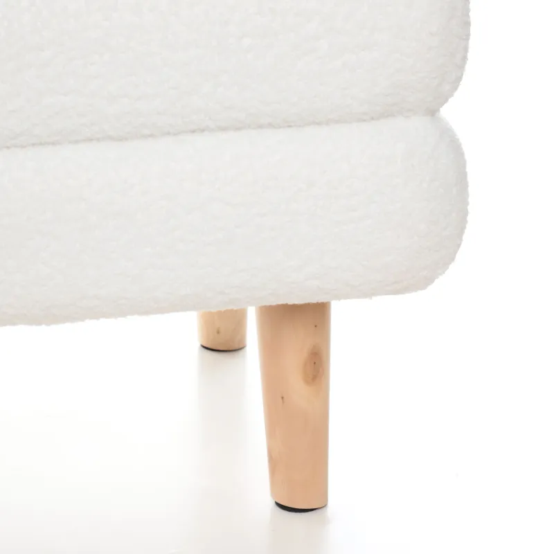 Банкетка, 82х41 см, букле/ағаш, сүт түстес, Букле, image-1