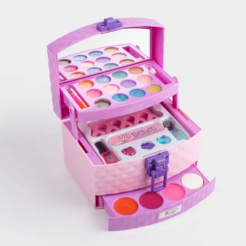 Косметика жиынтығы, балаларға арналған, 16 см, 26 пр, әшекейлері бар, қорапта, пластик, қызғылт, Cosmetic kids, image-2