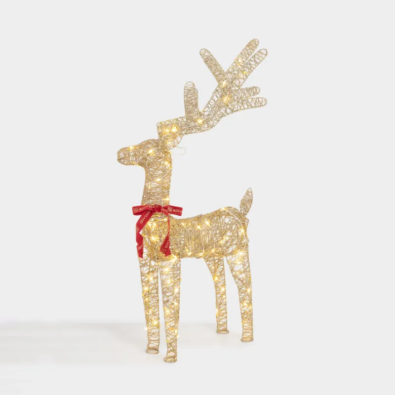 Мүсінше, жарықтандырылған, 36х20 см, анимацияланған, металл, алтын, Бұғы, Deer sparks