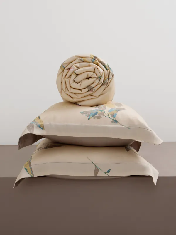 Төсек орын жиынтығы еуро, тенсель 300 ТС, сарғылт-қоңыр, Жапырақтар, Tencel, image-6