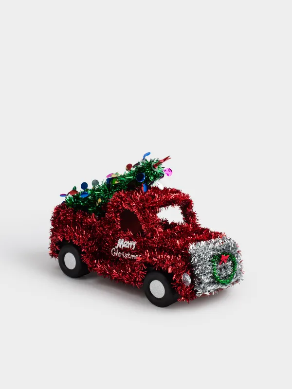 Статуэтка, 27 см, Машина с елкой, Tinsel decor, image-2