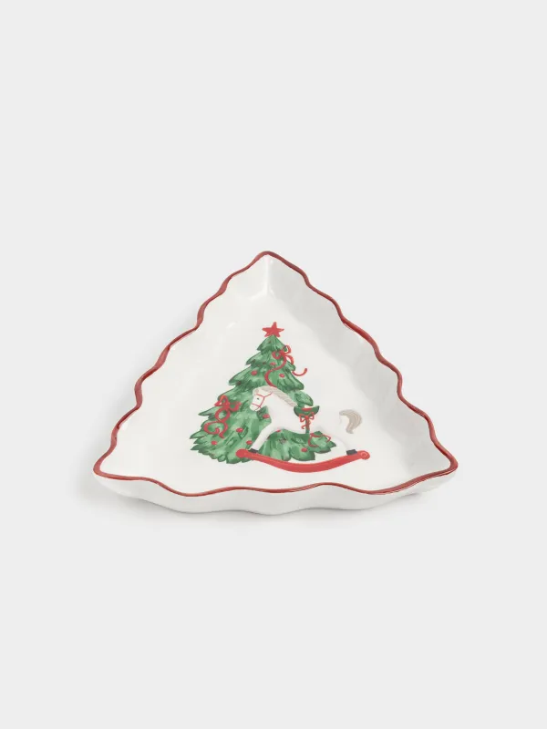 Блюдо, 20х19 см, керамика, Лошадка с елкой, Christmas tree, image-1