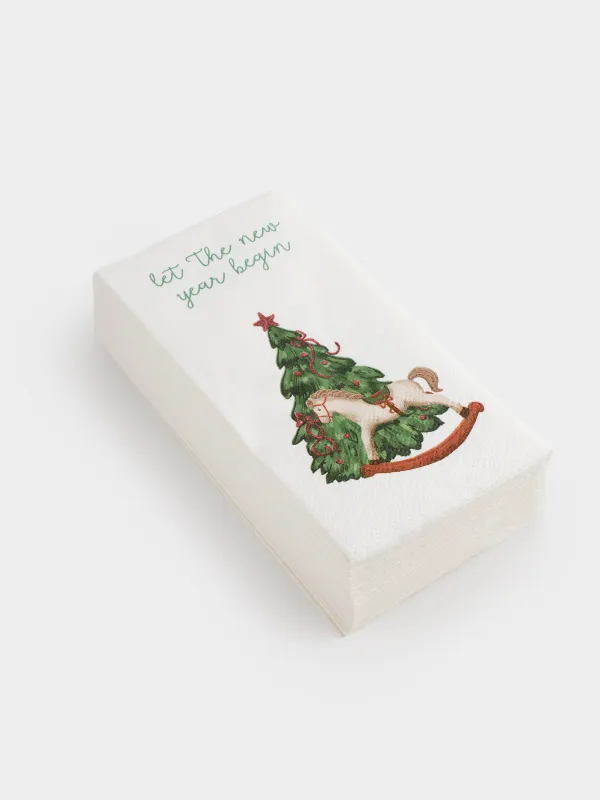 Қағаз майлықтар, 33х33 см, 20 дана, тікбұрыш, ақ, Шырша, Christmas miracle classic, image-1