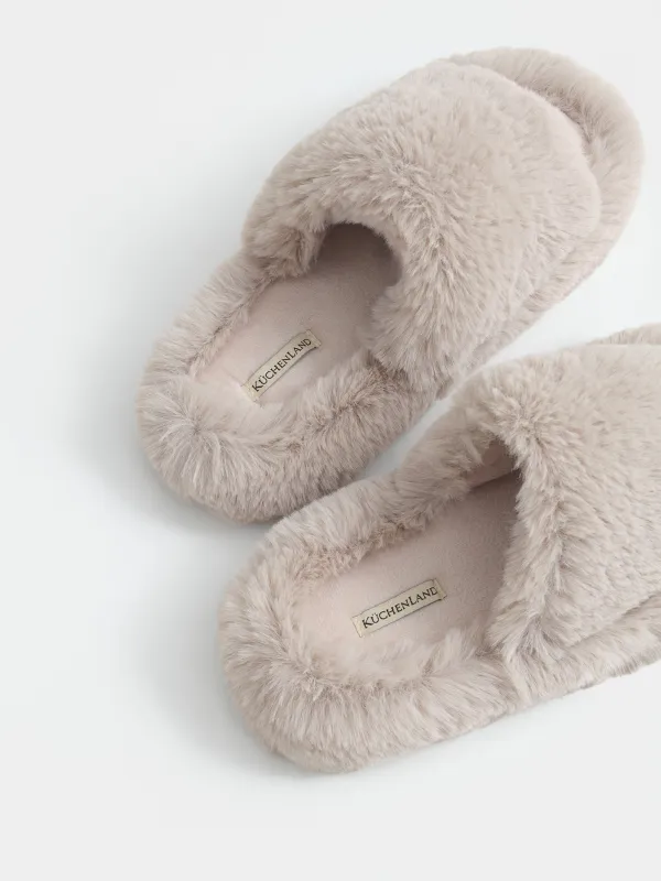 Әйелдер тәпішкелері, үйге арналған, өлшемі 36-37, жасанды үлбір, қоңыр, Bushy, image-3