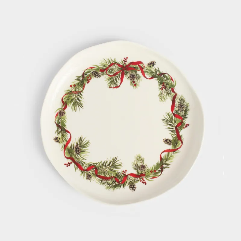 Түскі ас тәрелкесі, 26 см, фарфор N, ақ, дақты, Шырша бүршіктері мен шетен, Rowan delice