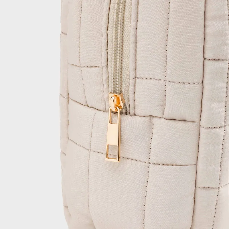 Косметичка, 18х26 см, стеганая, полиэстер, молочная, One stitch, image-3