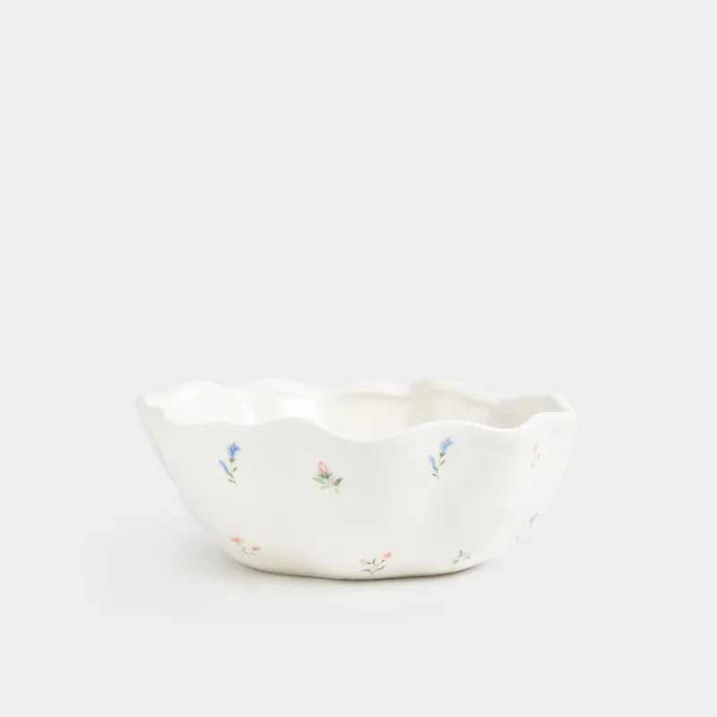 Салатник, 21х8 см, 1,2 л, керамика D, молочный, Нежные цветы, El flora