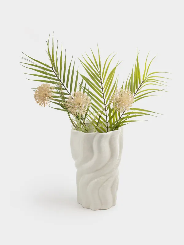 Гүл вазасы, 26 см, керамика, ақ, Иілім, Crumple, image-3