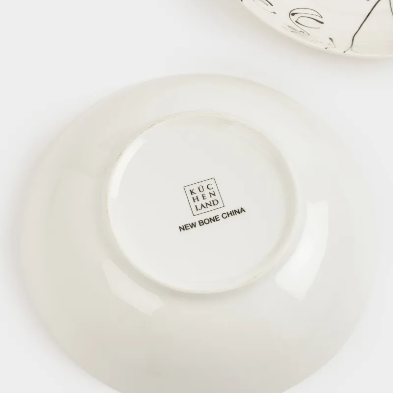 Сорпа тәрелкесі, 20х5 см, 2 дана, фарфор N, сүт түстес, Абстрактті беттер, Face, image-6