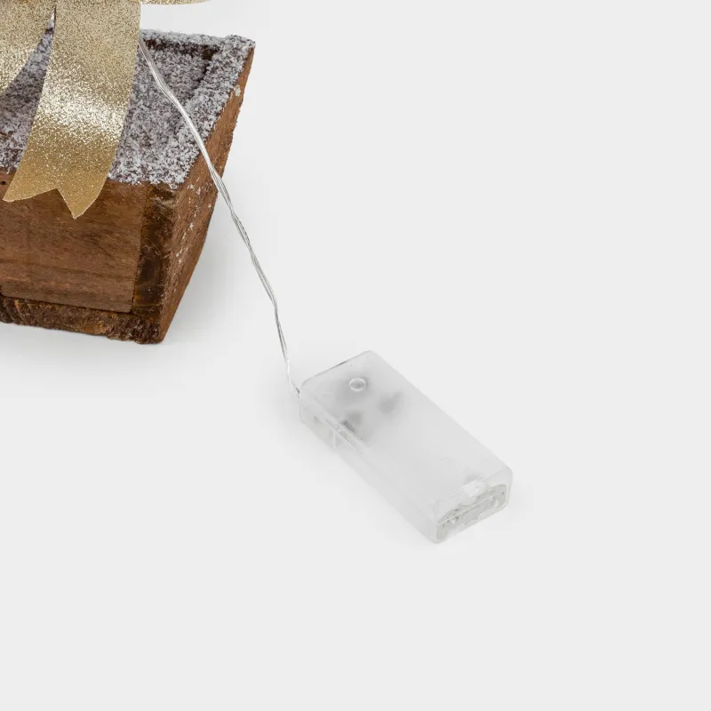 Шырша, жасанды, 42 см, жарықтандырылған, ағаш ыдыста, пластик/ағаш, шампан, Frosty sparks, image-5