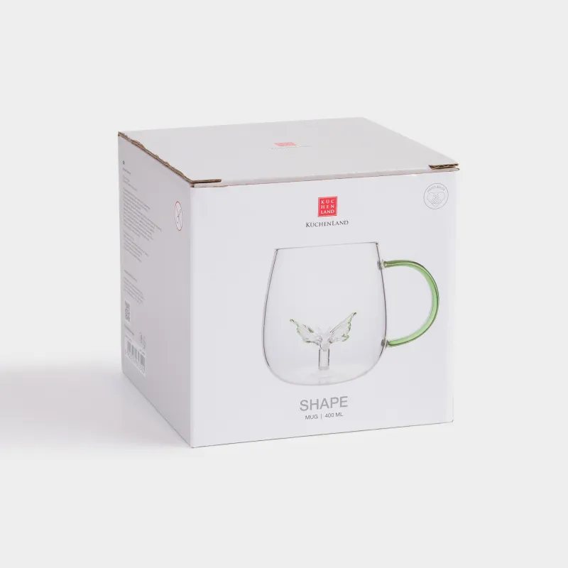 Саптыаяқ, 400 мл, шыны Б, жасыл тұтқа, көбелек, Shape, image-3