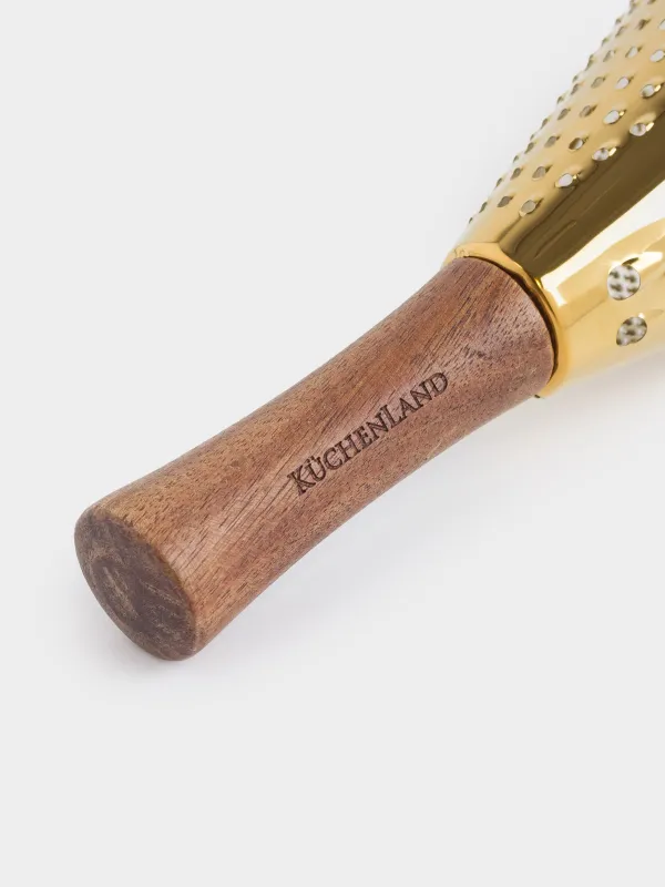 Терка, 24 см, сталь/дерево/резина, круглая, золотистая, Classic gold, image-3