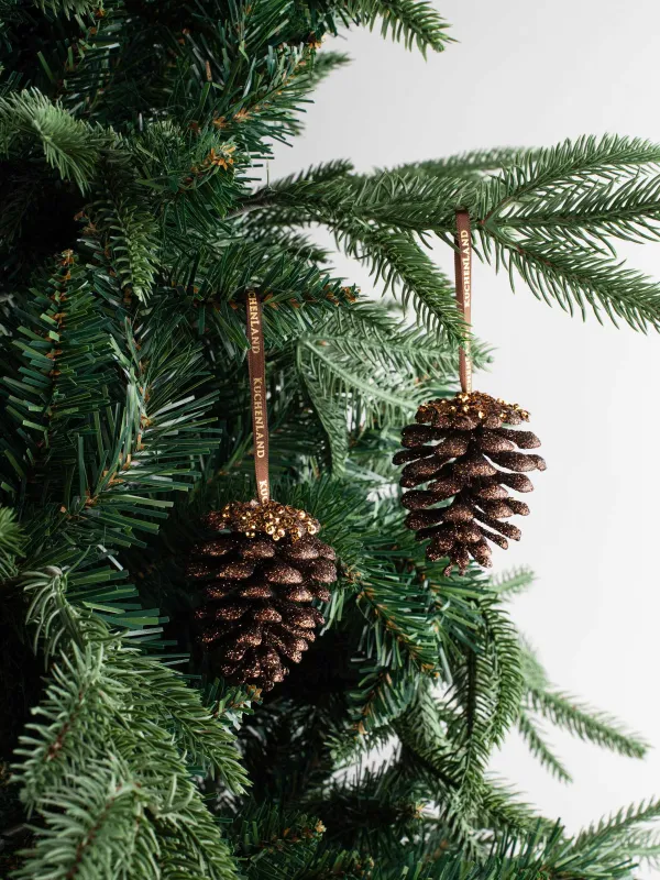 Шырша ойыншығы, 5 см, 2 дана, пластик, қола, Шырша бүршігі, Figure sparkle, image-2