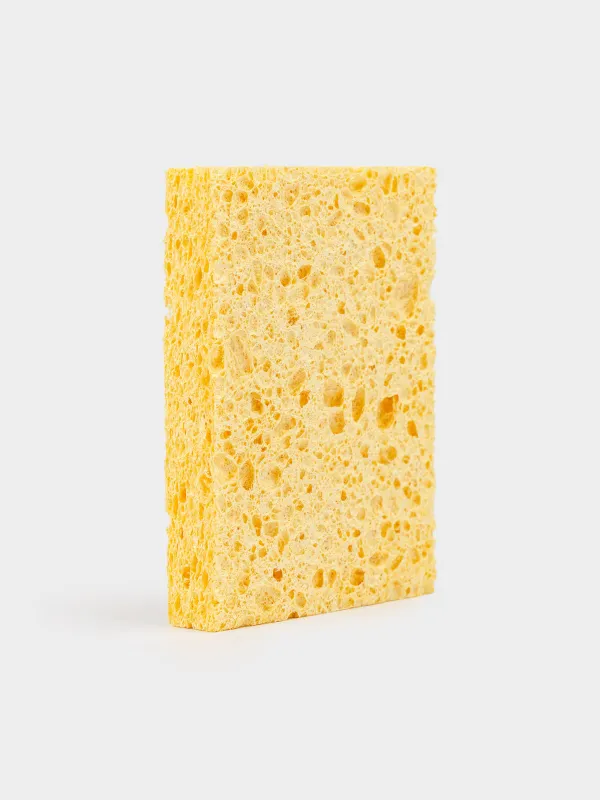 Губка для мытья посуды, 9х6 см, 2 шт, целлюлоза, желтая, Clean, image-5