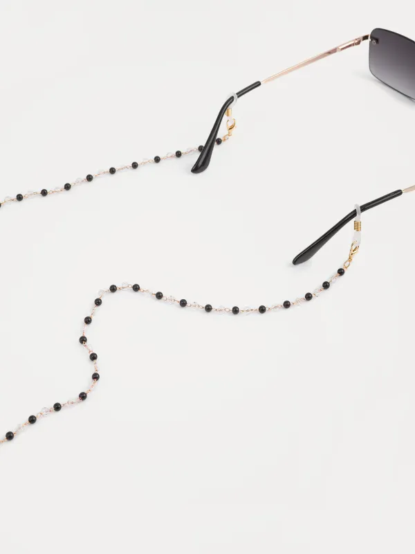 Цепочка для очков, 75 см, пластик/металл, черно-золотистая, Бусины, Baroque, image-2
