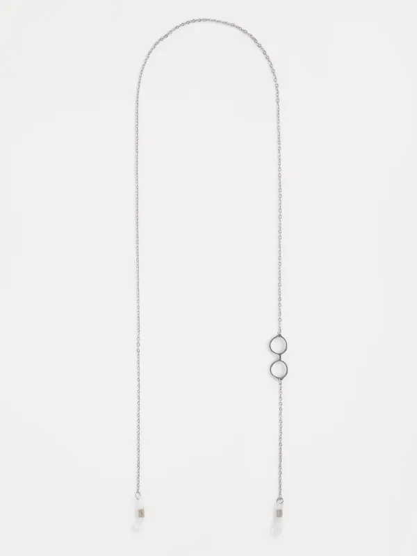 Көзілдірік тізбегі, 75 см, аспасы бар, металл, күміс, Skye, image-0