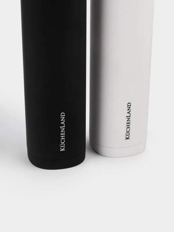 Мельница для специй, 20 см, 2 шт, гравитационная, пластик, LED W, белая/черная, B&W, image-2