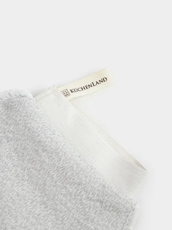 Мочалка-варежка для мытья тела, 20х16 см, нейлон/хлопок, серо-голубая, Unique spa, image-2