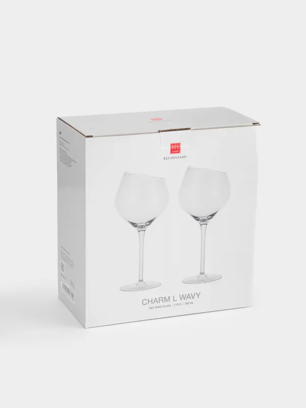 Қызыл шарап бокалы, 480 мл, 2 дана, кристалды шыны, Charm L wavy, image-4