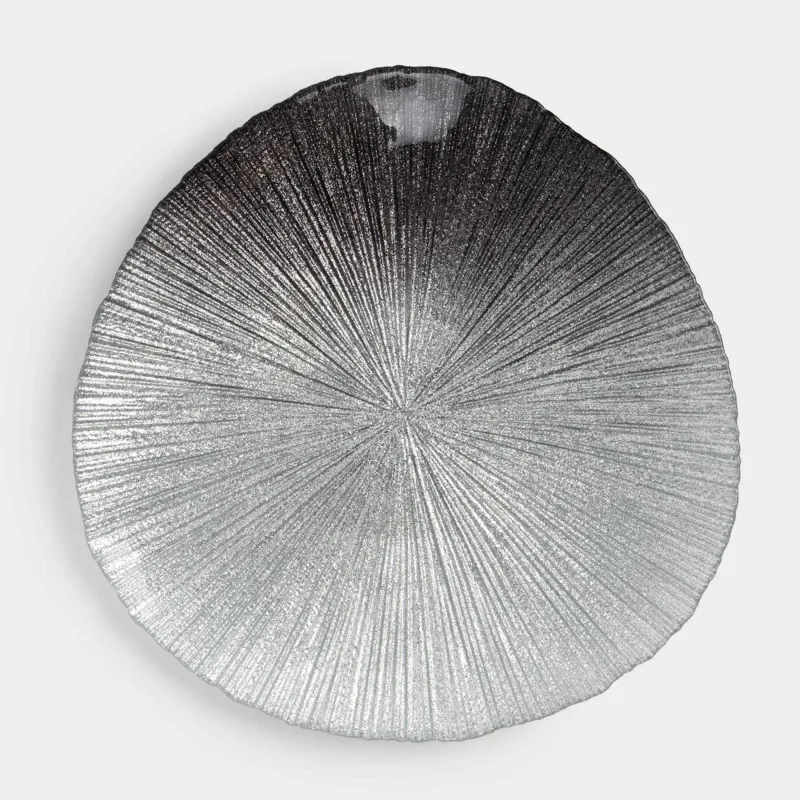 Тарелка обеденная, 28 см, стекло, серебристо-серая, Angle