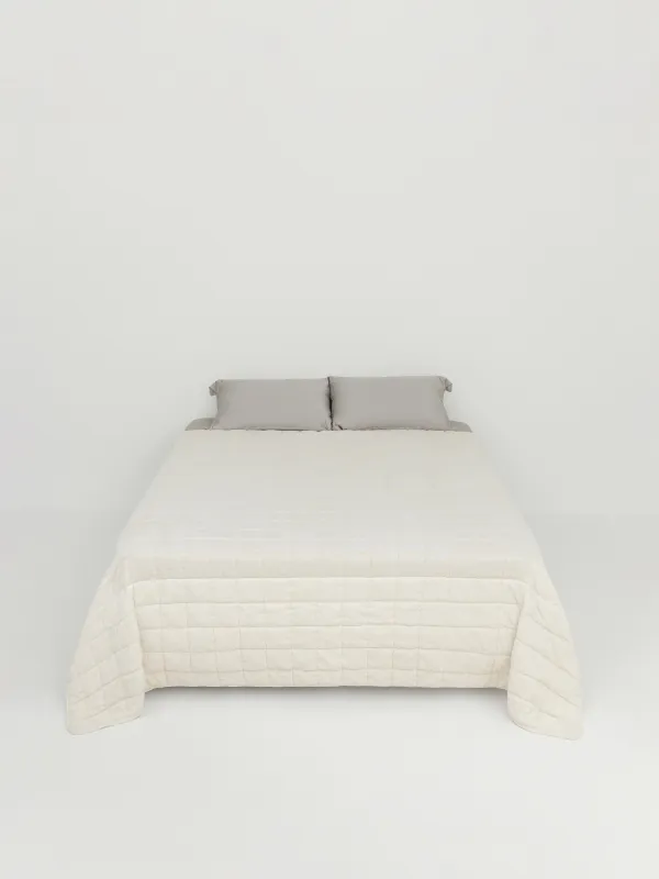 Төсек жапқыш, 220х240 см, сырылған, шенилл/микрофибра, сарғылт-қоңыр, шаршылар, Stitch chenill, image-5