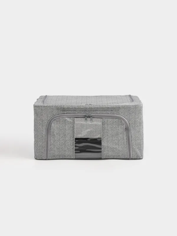Қорап-органайзер, 40х30х20 см, сыдырмалы, тоқыма, сұр, Pedant new, image-0