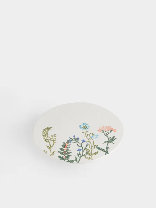 Ыдыс, аяқты, 25.5x10 см, фарфор N, сүт түстес, Кракелюрдегі шалғынды гүлдер, Floral meadow, image-1