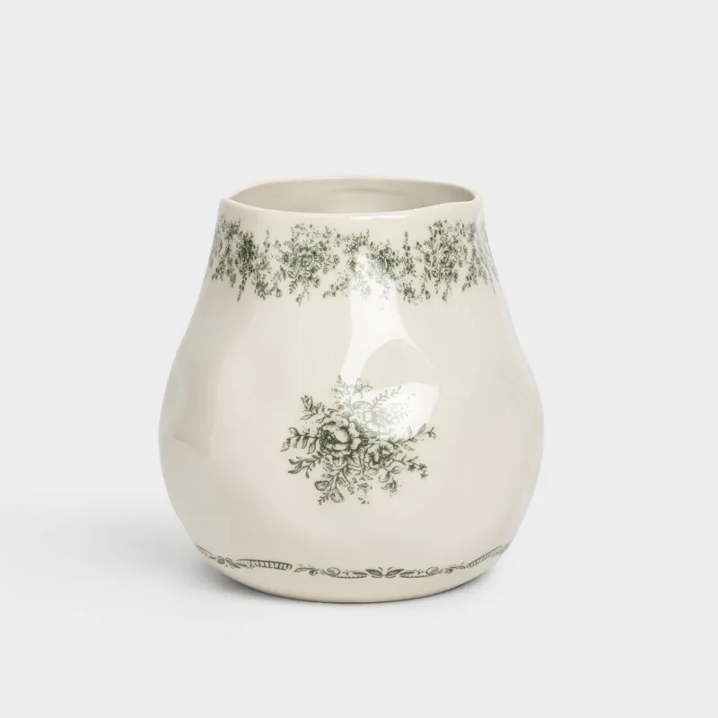 Ас үй ыдыстарына арналған тұғыр, 14 см, фарфор P, сарғылт-қоңыр, Жасыл гүлдер, Green lace