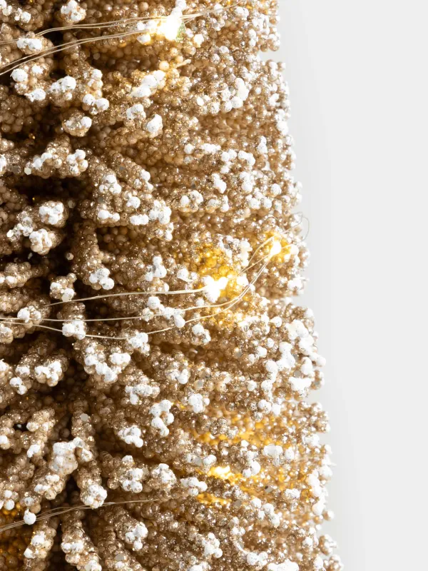 Жасанды шырша, 1,2 м, жарықтандырылған, құмырада, пластик/ағаш, шампан, Frosty sparks, image-2