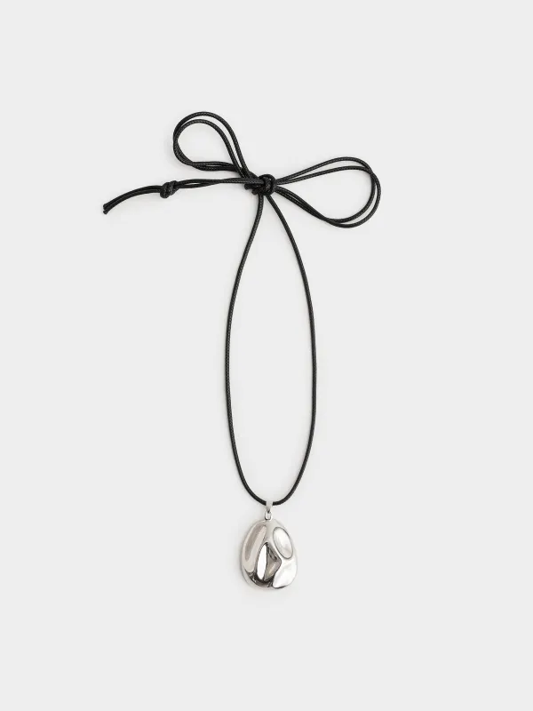 Цепочка-шнурок, 1 м, металл/полиэстер, серебристая, Кулон, Jewelry, image-0